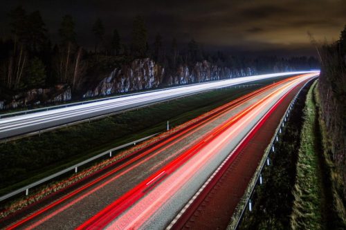 Light trails on a highway
